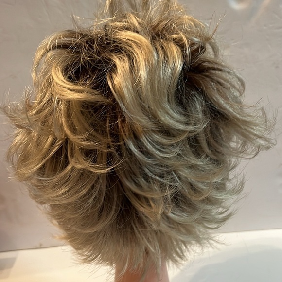 Rene of Paris Short Curly Pixie Wig  Ombré Blonde & Brown - Picture 7 of 10